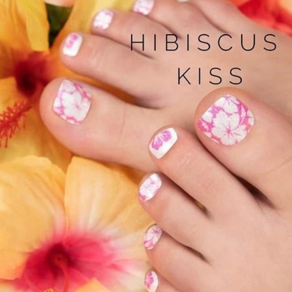 *Retired* Color Street: Hibiscus Kiss (Pedicure) | Floral Tropical Summer Pink - Picture 7 of 15